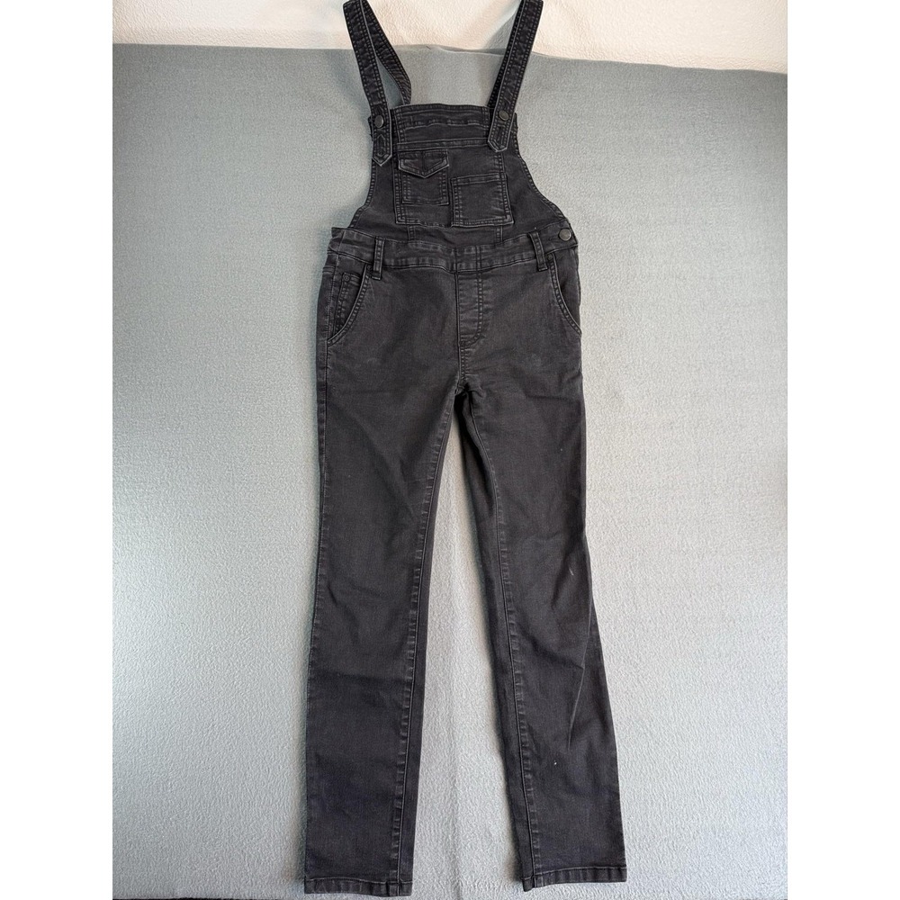 Free People Overalls Womens 24 Black Denim Slim Leg Stretch Adjustable Straps